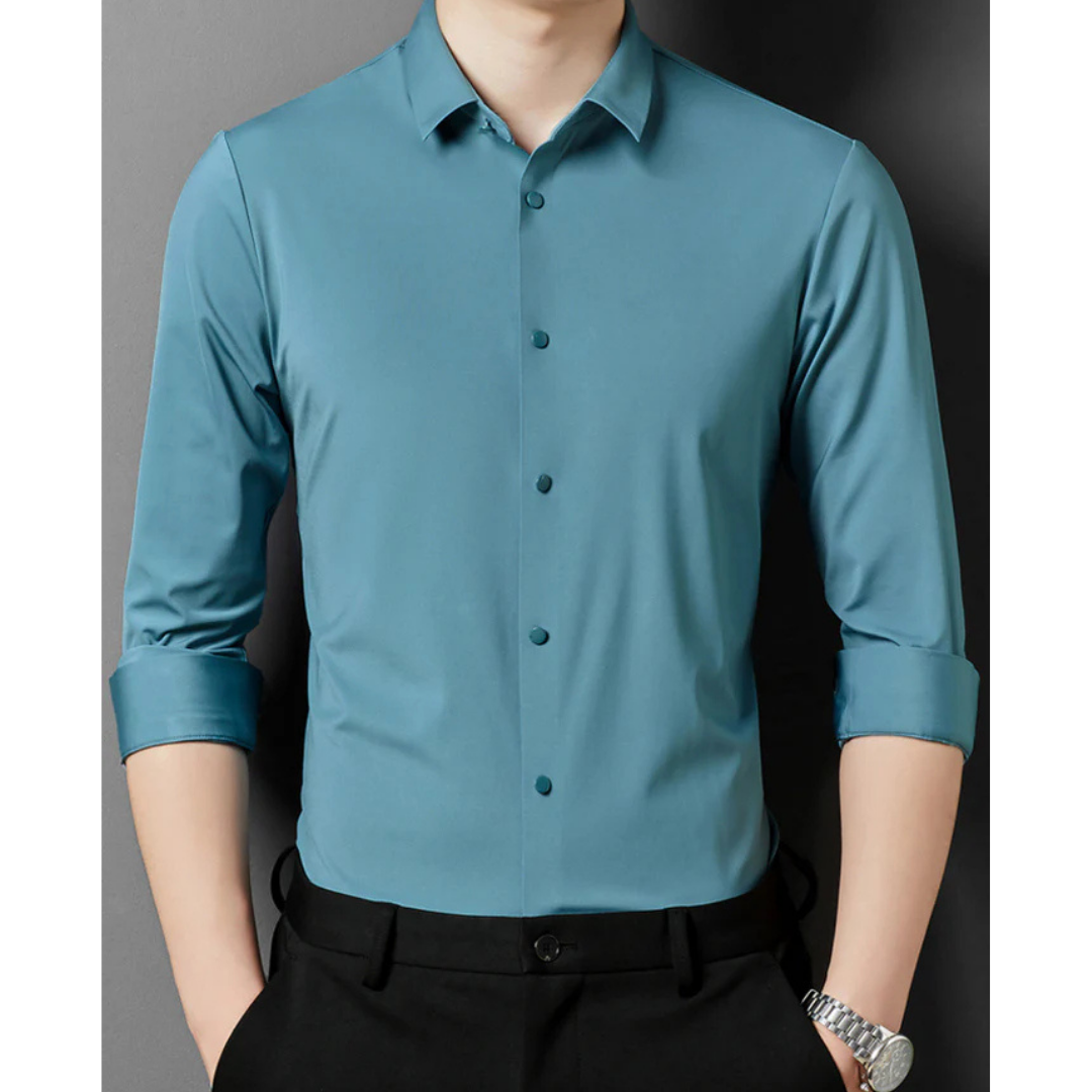 Herren Schlank Passform Kleid Hemd | Knopf Daunen