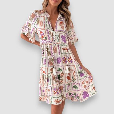 Mia | Bedrucktes Minikleid mit halbem Ärmel