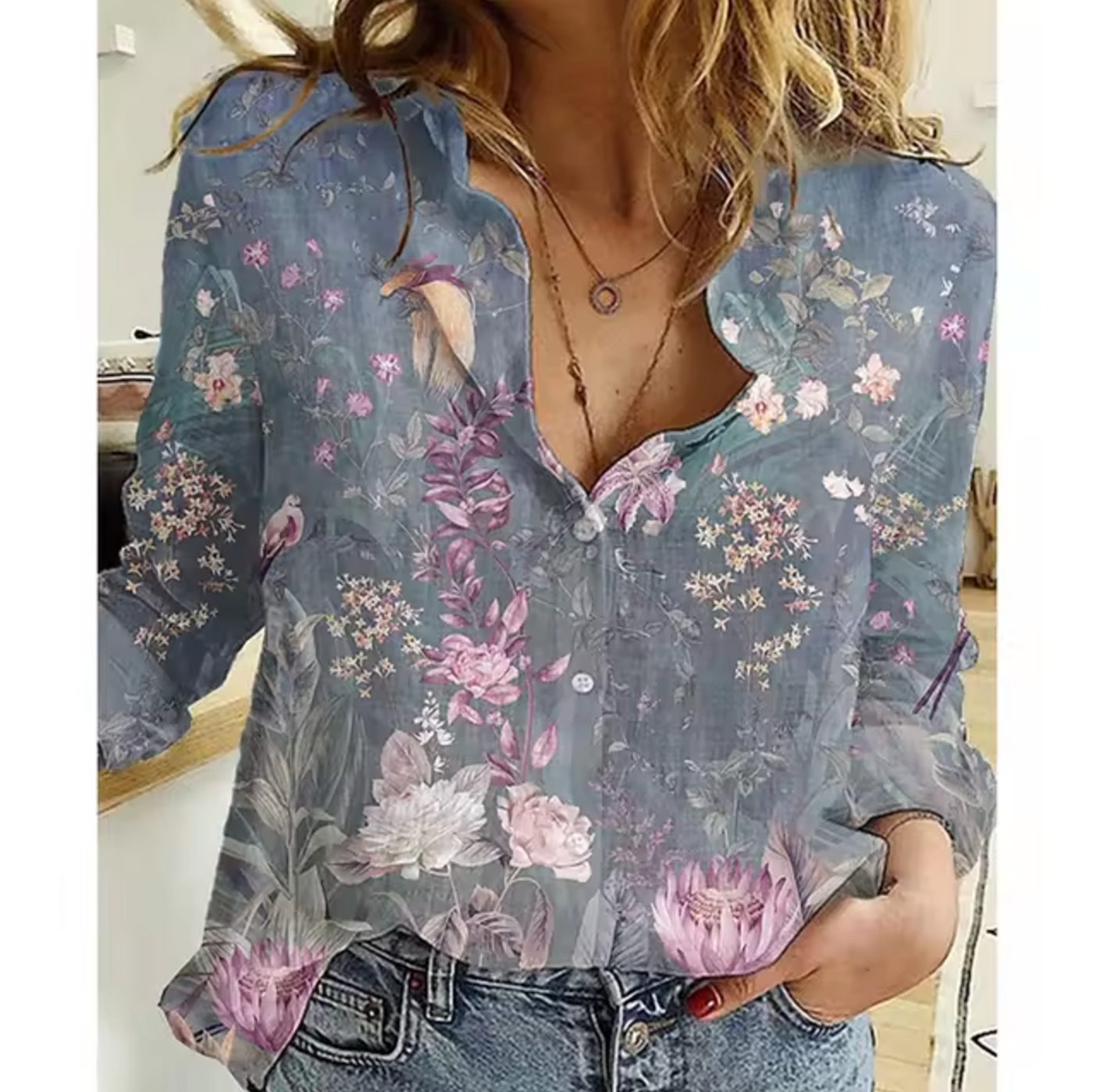 Freesia – Bluse mit Blumenmuster