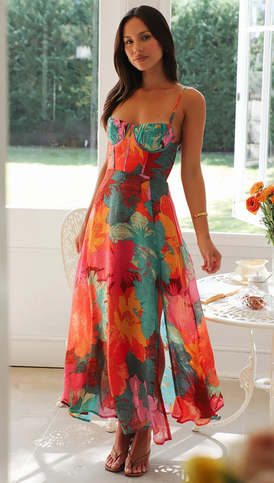 Toby | Elegantes Sommerkleid mit Blumenmuster und Trägern