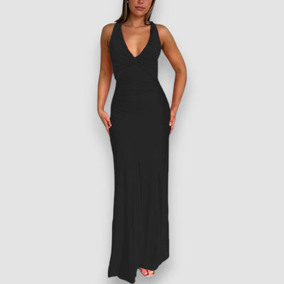 Zahara | Elegantes ärmelloses Abendkleid V-Ausschnitt