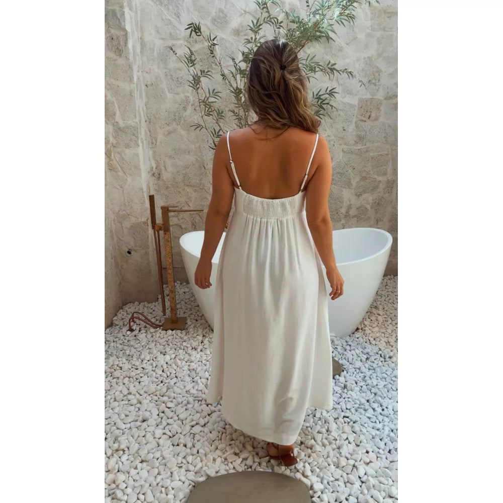 Elvie - Schickes, bedrucktes Maxikleid mit Trägern