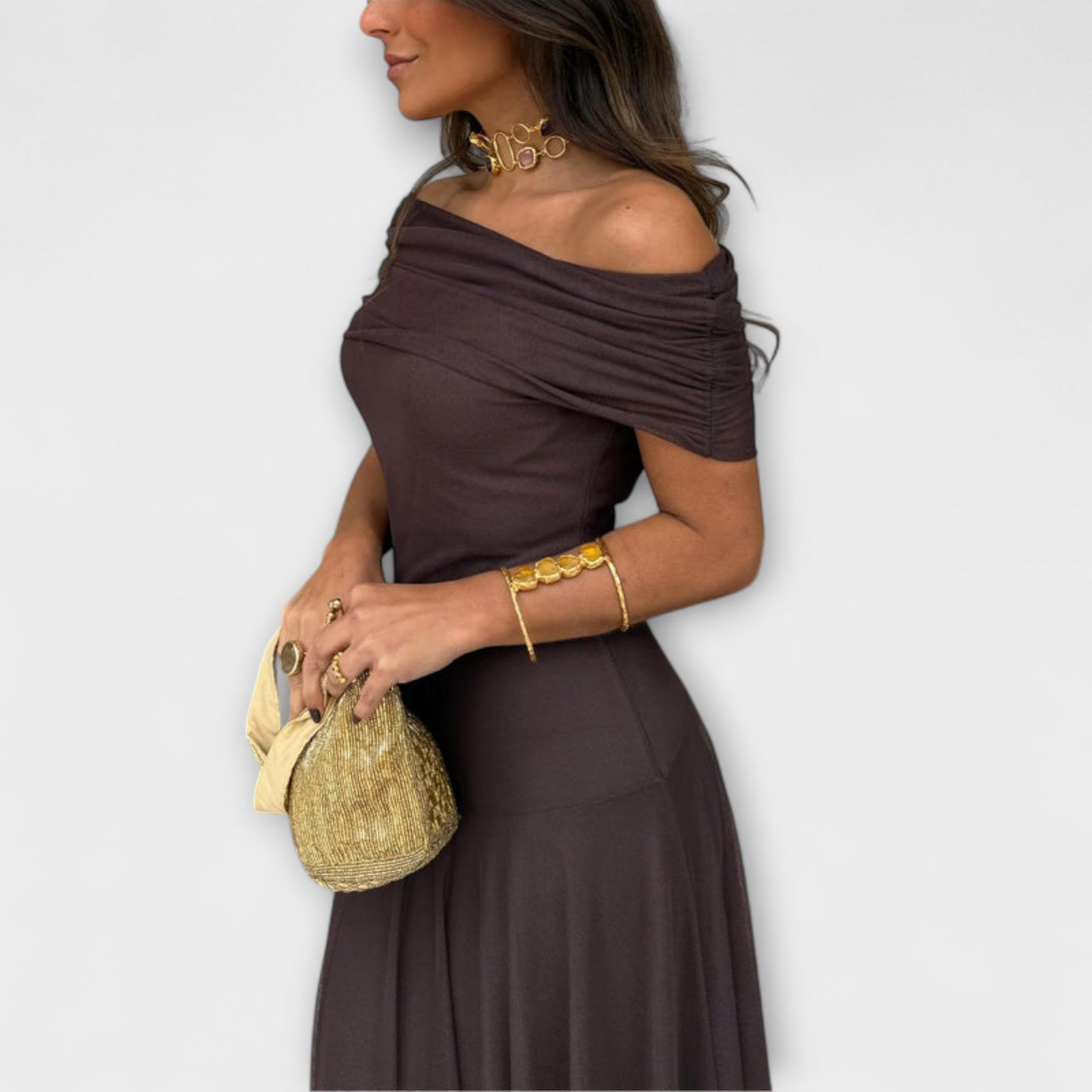 Wiese - Toledo One-Shoulder Mesh Maxi Dress