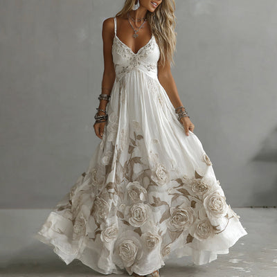 Adeluna – Maxi Kleid Mit Oldtimer Rosen Und Stickerei