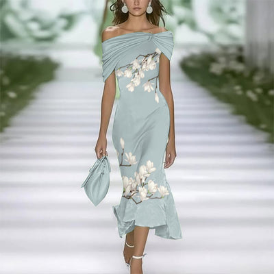 Kara | Ein-Schulter Mesh Maxikleid