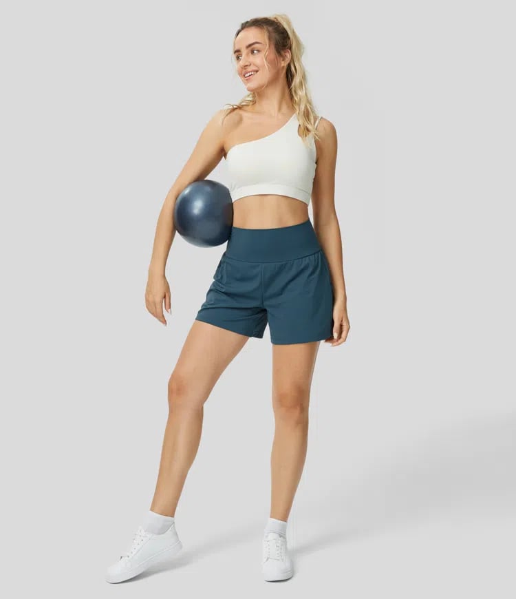 Phoebe |  2-in-1 Yoga-Shorts mit hoher Taille und Seitentaschen