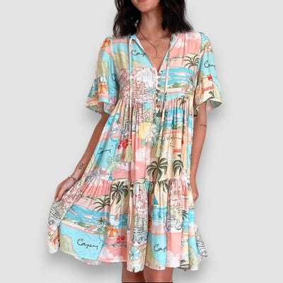 Mia | Bedrucktes Minikleid mit halbem Ärmel