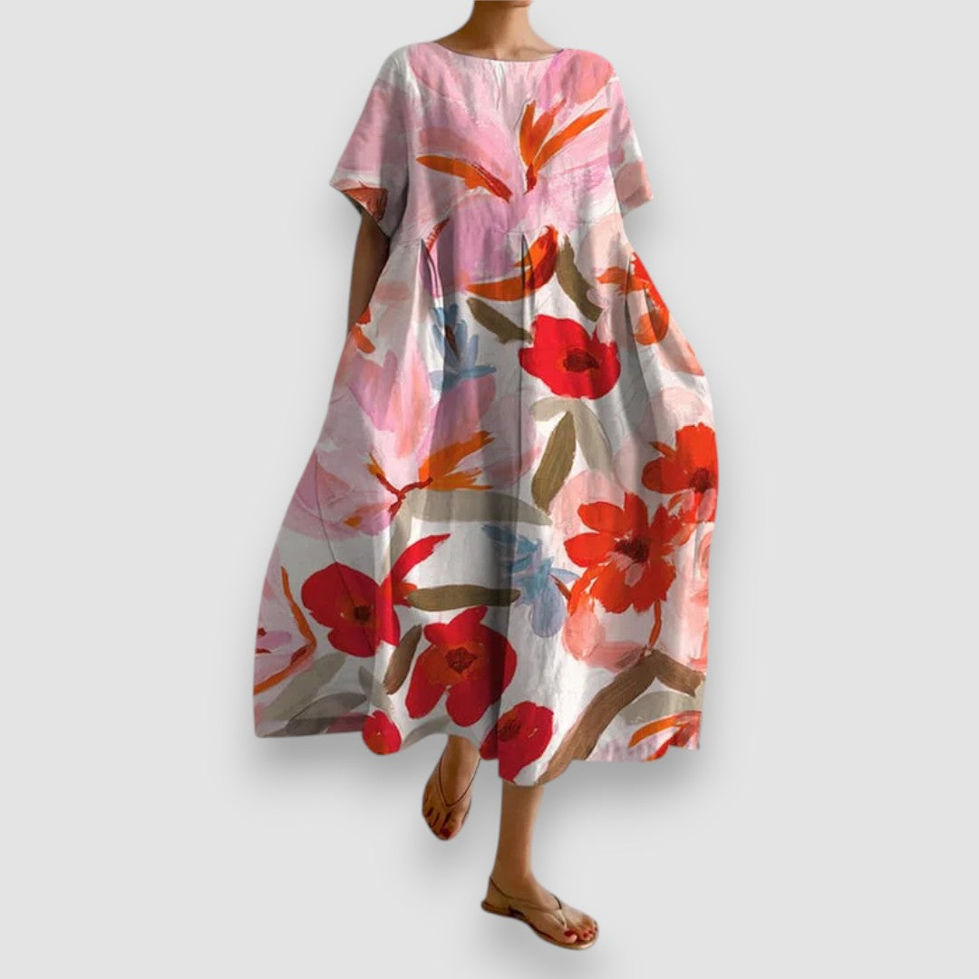 ISLA | KLEID MIT V-AUSSCHNITT UND BLUMENDRUCK