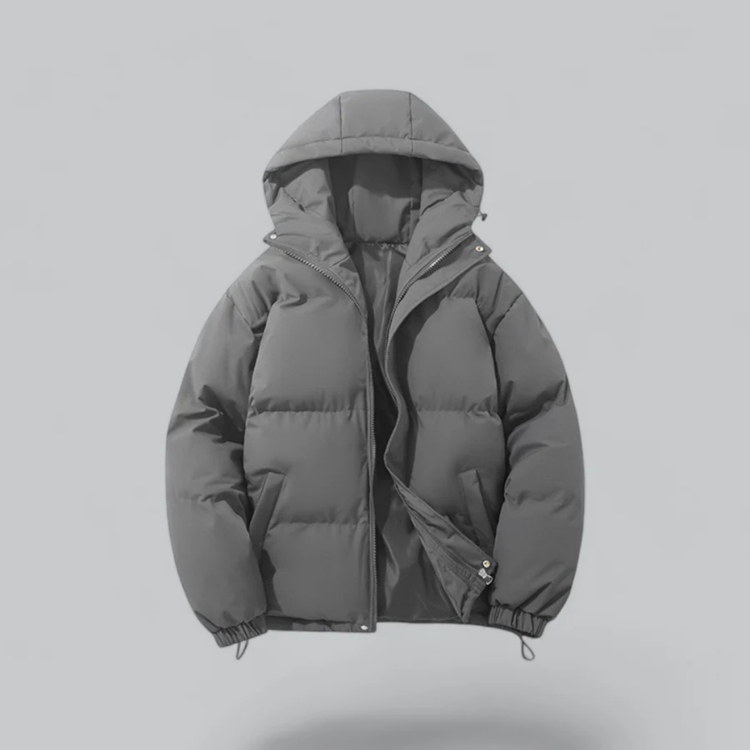 Unisex Puffer Kurze Kapuze Jacke | Reißverschluss