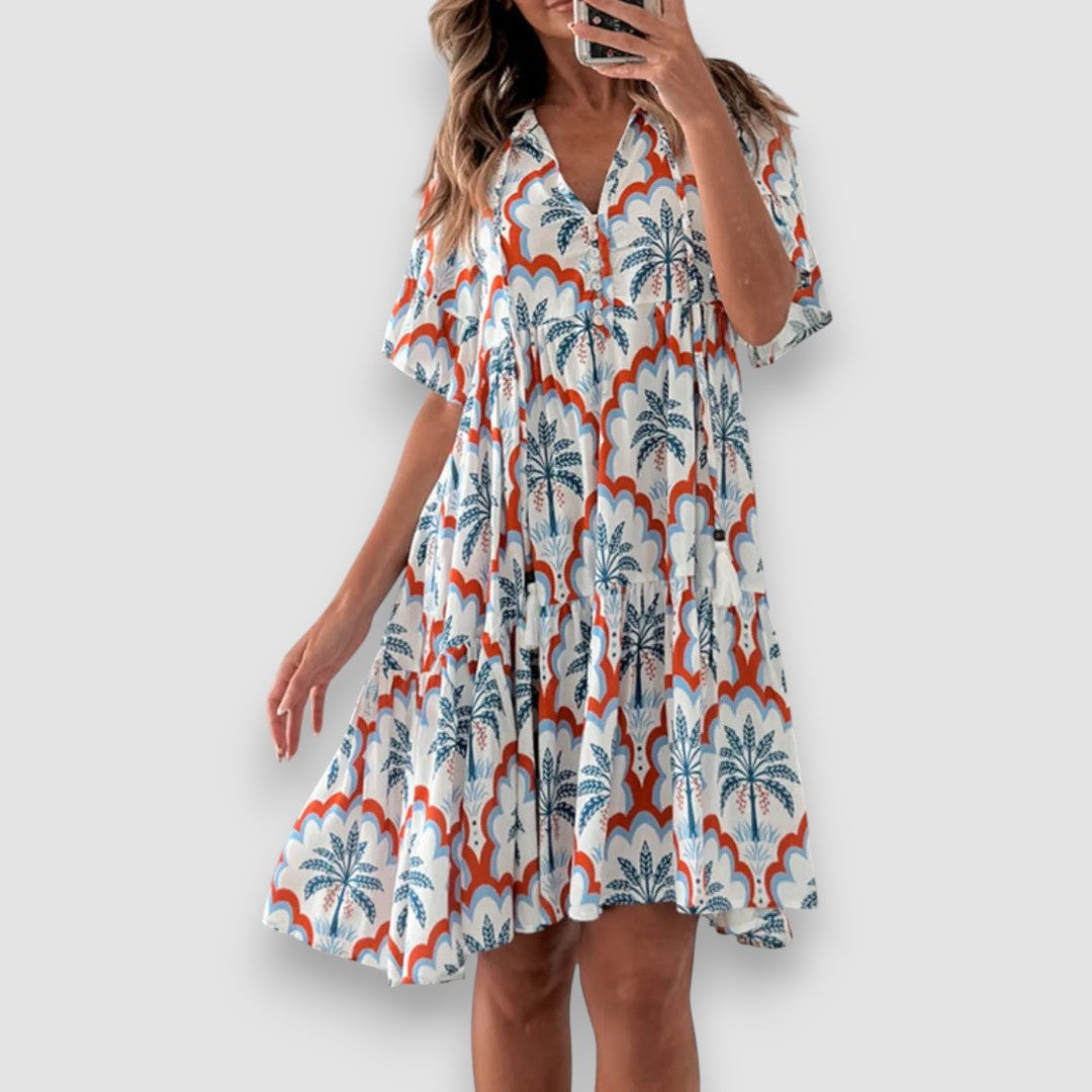 Mia | Bedrucktes Minikleid mit halbem Ärmel