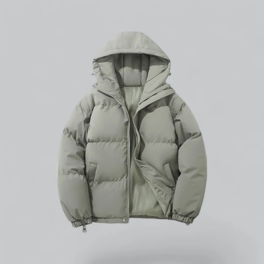 Unisex Puffer Kurze Kapuze Jacke | Reißverschluss