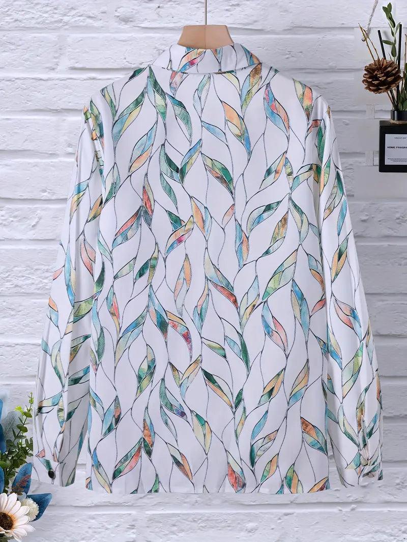 Trendige Damenbluse mit abstraktem Muster und Knopfleiste – Marlene