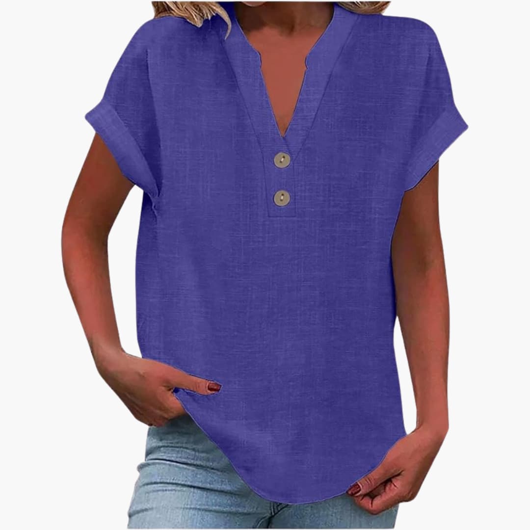 Damen Bluse mit V-Ausschnitt und kurzen Ärmeln für Frühling