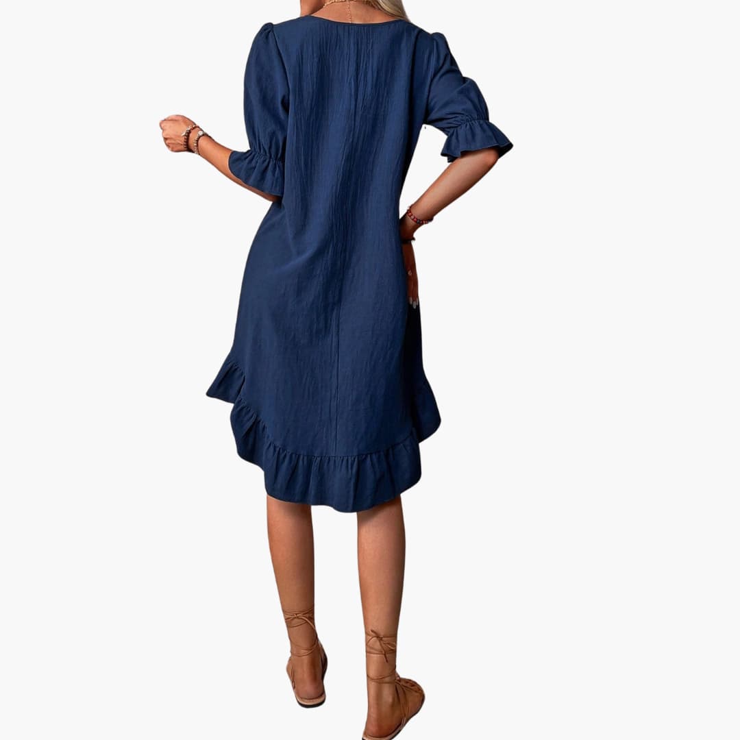 Kleid Damen - Freizeitkleid mit Volants und Puffärmeln Sommer