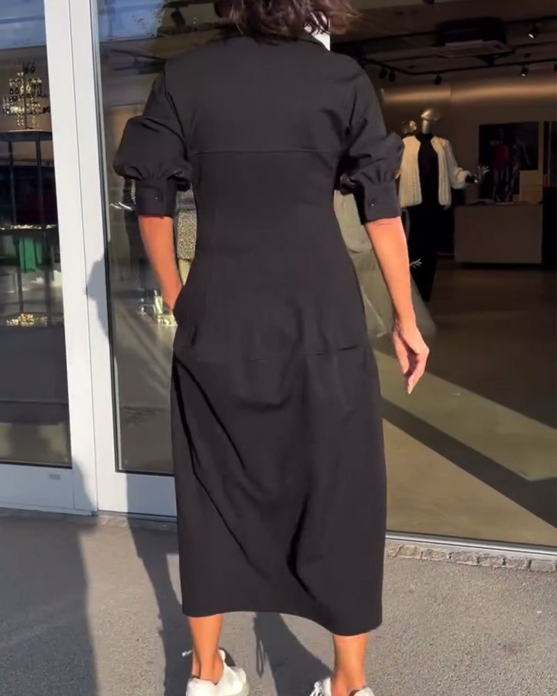 Midi-Kleid Élyane: Strukturierte Eleganz im minimalistischen und modernen Design