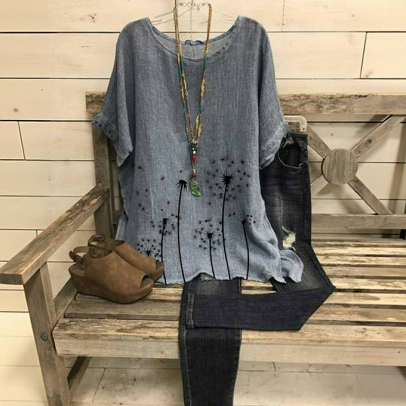 Jane | Vintage Löwenzahn-Druck Bluse