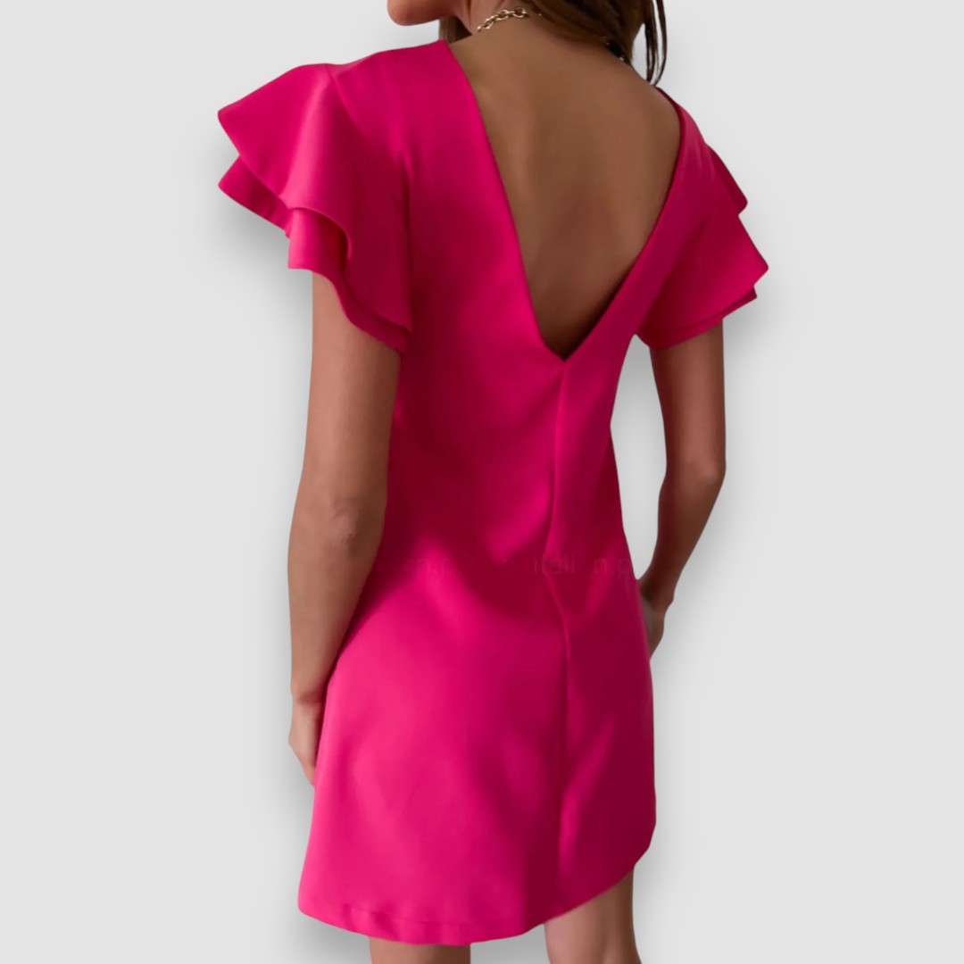 Mindi | Gekräuseltes, mehrlagiges Minikleid mit kurzen Ärmeln