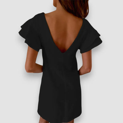 Mindi | Gekräuseltes, mehrlagiges Minikleid mit kurzen Ärmeln