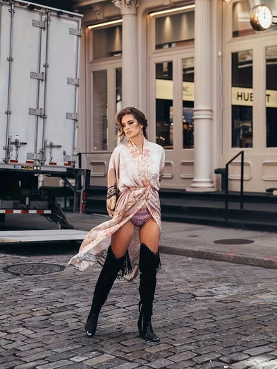 Damen Kimono mit Blumenmuster – Leichter Sommer-Kimono