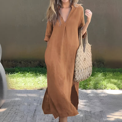 Leeann - Sommerliches Maxikleid mit luftigem V-Ausschnitt