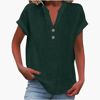 Damen Bluse mit V-Ausschnitt und kurzen Ärmeln für Frühling