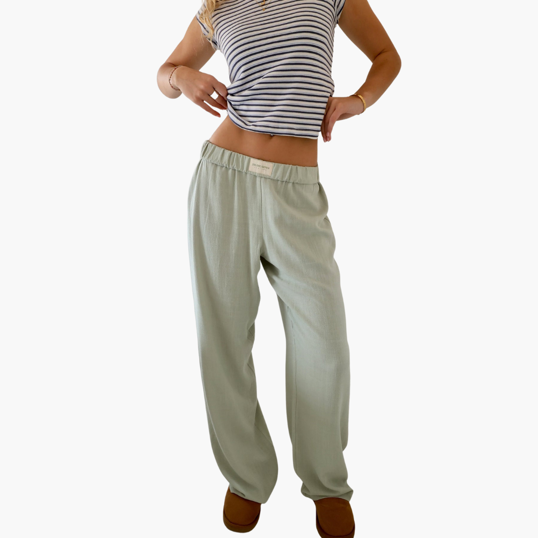 Damen Loungehose mit elastischem Bund und weitem Bein