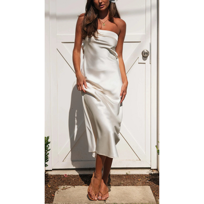 Damen Trägerloses Elegantes Kleid | Maxi