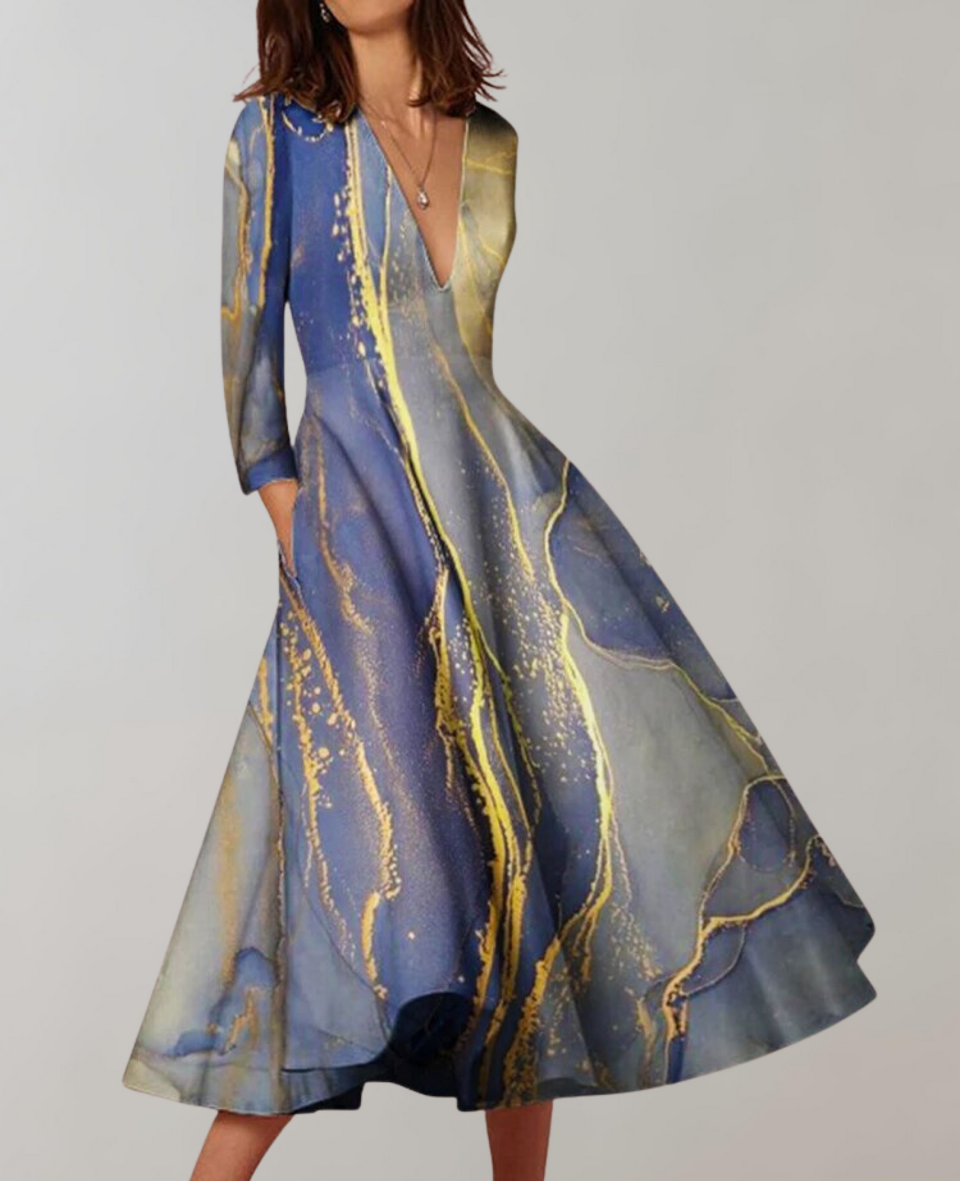 Aisha - Fließender Saum Maxi Kleid Damen Freizeit