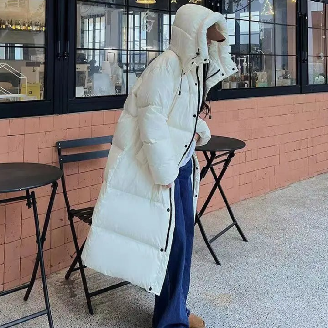 Damen Lange Winter Puffer Daunen Jacke | Kapuze