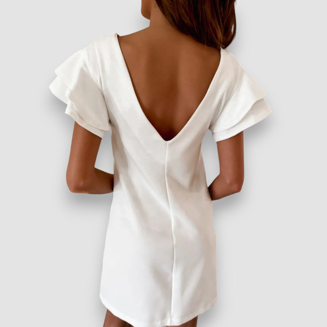 Mindi | Gekräuseltes, mehrlagiges Minikleid mit kurzen Ärmeln