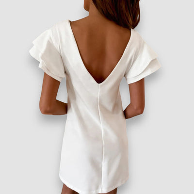 Mindi | Gekräuseltes, mehrlagiges Minikleid mit kurzen Ärmeln