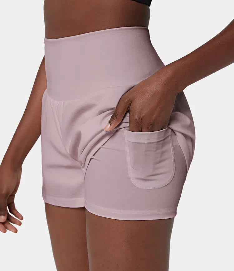 Phoebe |  2-in-1 Yoga-Shorts mit hoher Taille und Seitentaschen