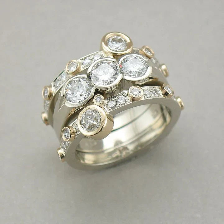 Vintage Zirkonia heller geschichteter Ring