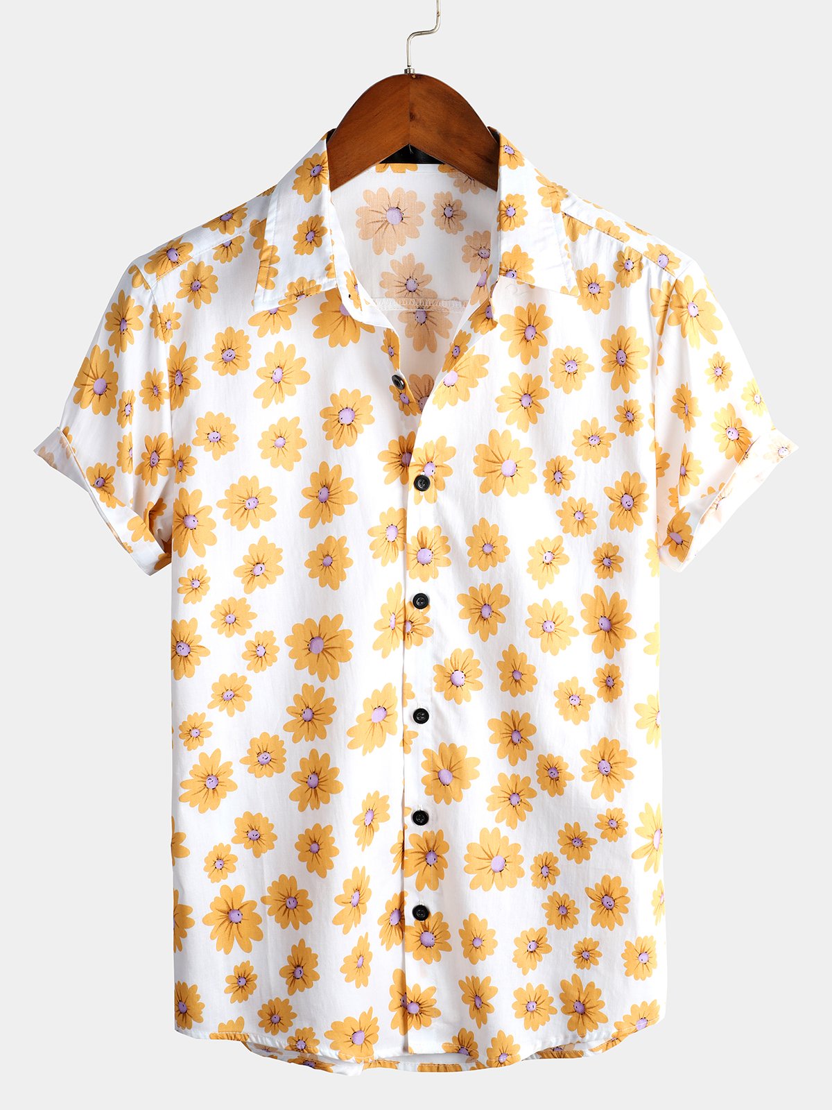 Marion | Herren Hawaii Hemd mit Gänseblümchen-Print aus Baumwolle
