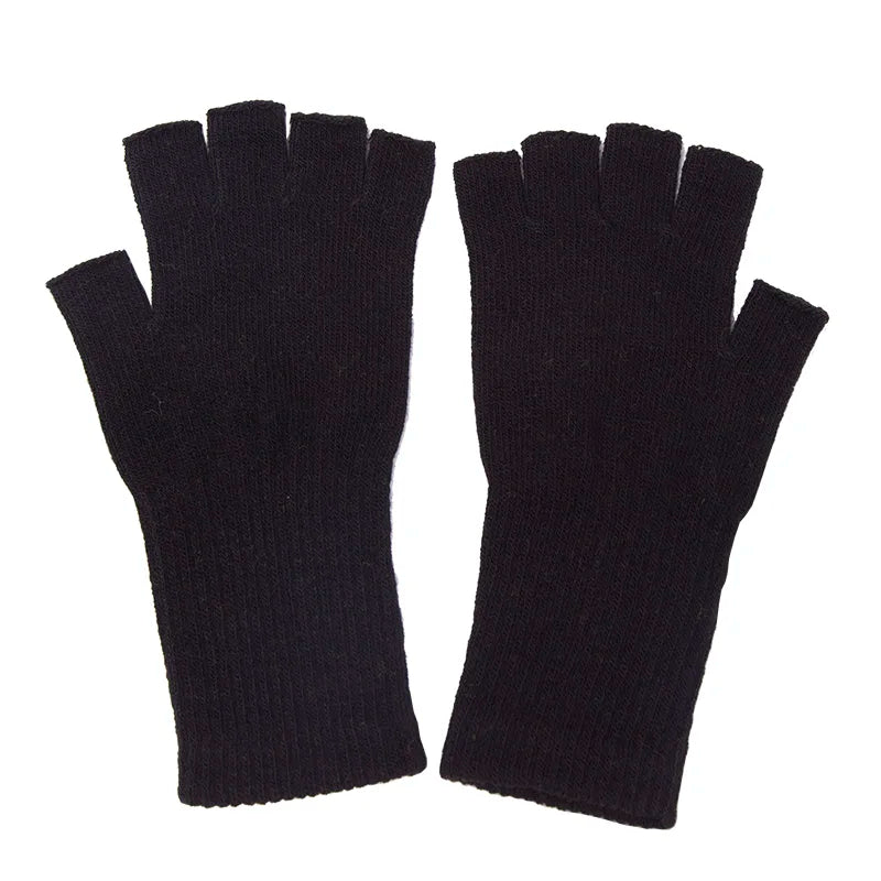 Avelena | Schwarze Stricklose Fingerhandschuhe - Warm