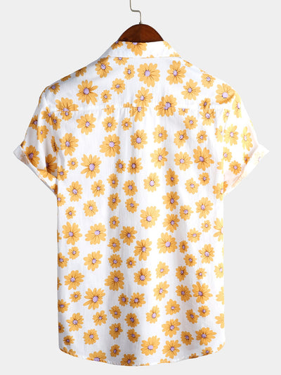 Marion | Herren Hawaii Hemd mit Gänseblümchen-Print aus Baumwolle