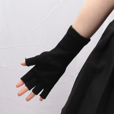 Avelena | Schwarze Stricklose Fingerhandschuhe - Warm
