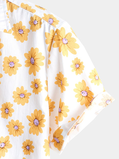 Marion | Herren Hawaii Hemd mit Gänseblümchen-Print aus Baumwolle