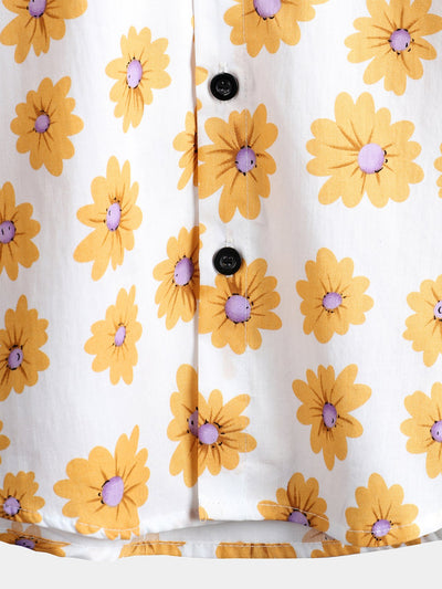 Marion | Herren Hawaii Hemd mit Gänseblümchen-Print aus Baumwolle