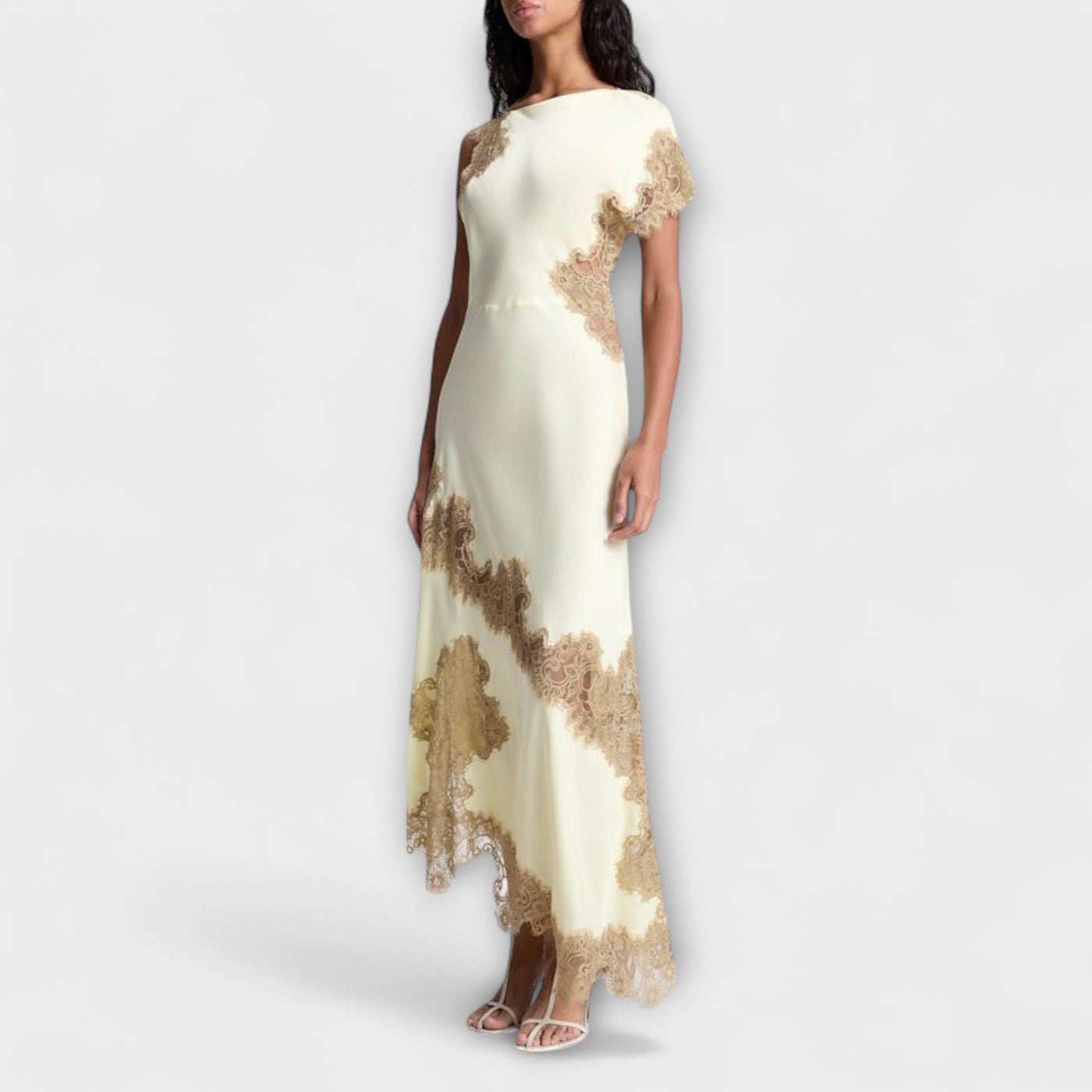 Margaret - Maxikleid mit Satin- und Spitzenakzenten