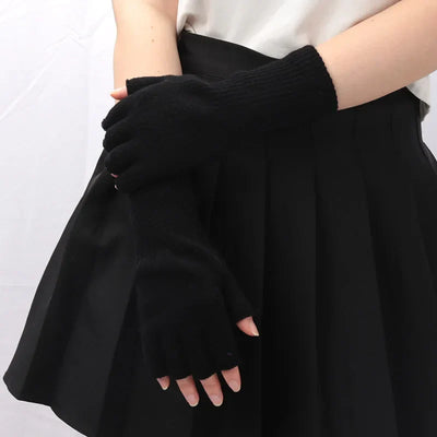 Avelena | Schwarze Stricklose Fingerhandschuhe - Warm