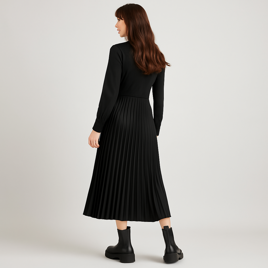 Almut | Drapiertes Plisseekleid