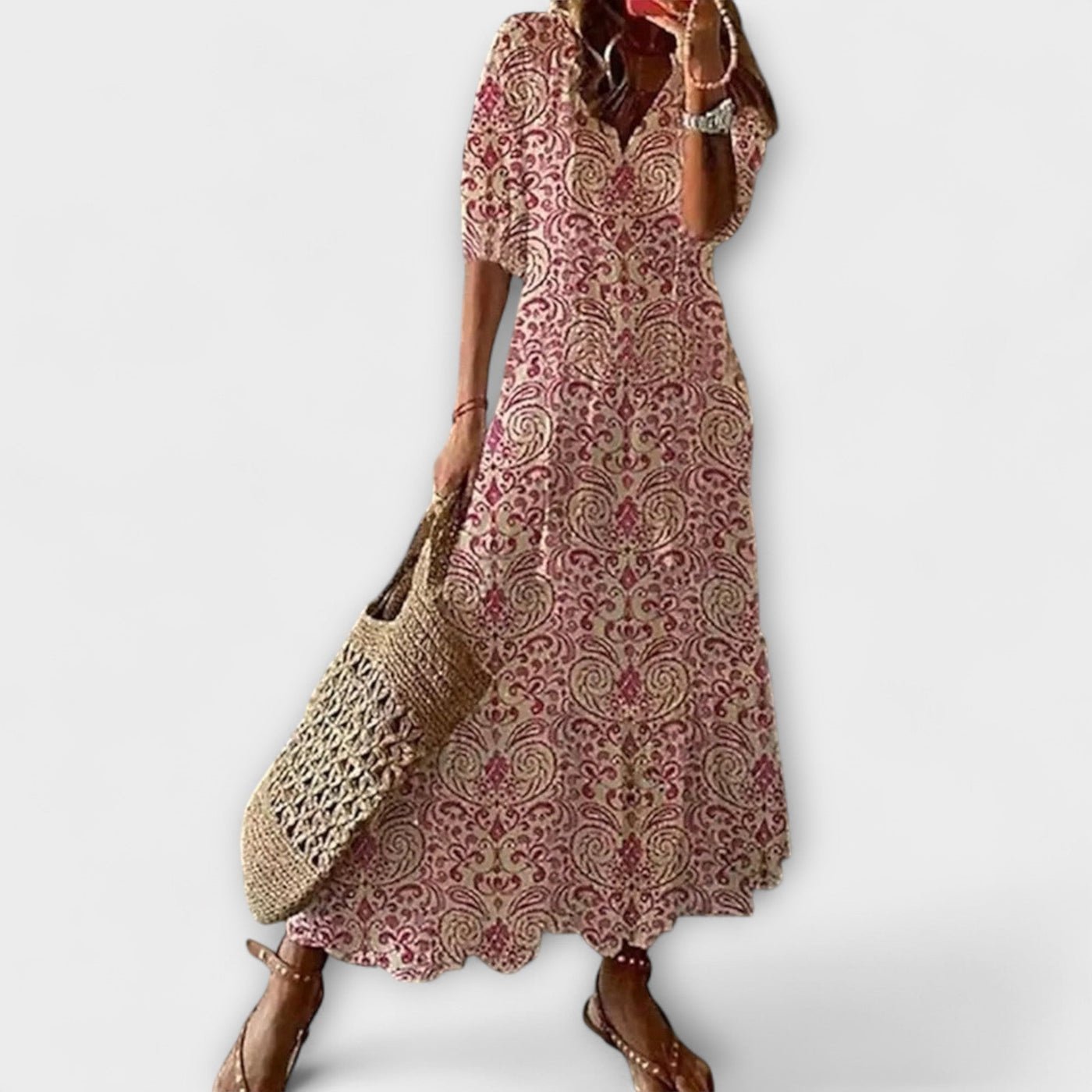 Anna | Damen Bohemian Sommerkleid mit Fließender Silhouette