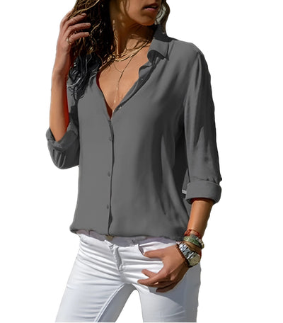Jordana - Langärmlige Seidenbluse für Damen