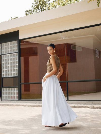 Leinenfaltenrock Maxi – Hochwertiger Sommerrock aus Leinenmischung