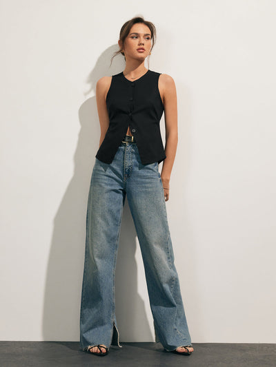 Leichtes Leinen-Mix Tanktop – Atmungsaktives Sommerhemd mit Knopfleiste