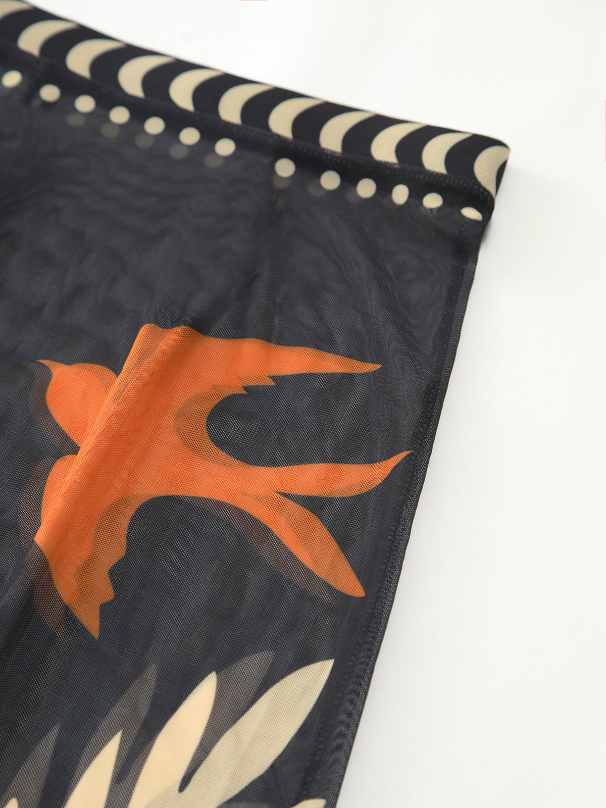 Maxi Mesh Rock mit Vogelprint – Leichtes Strand-Cover-Up