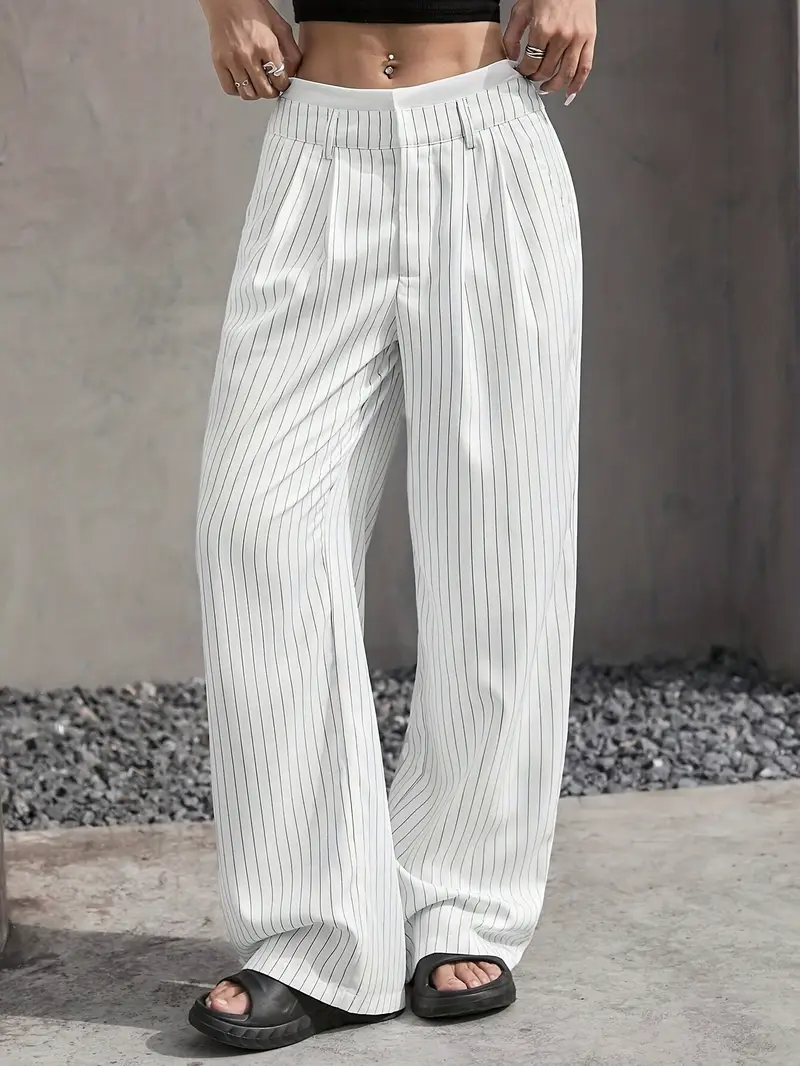 Gestreifte Damen Stoffhose
