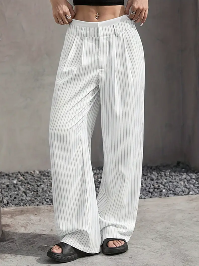 Gestreifte Damen Stoffhose