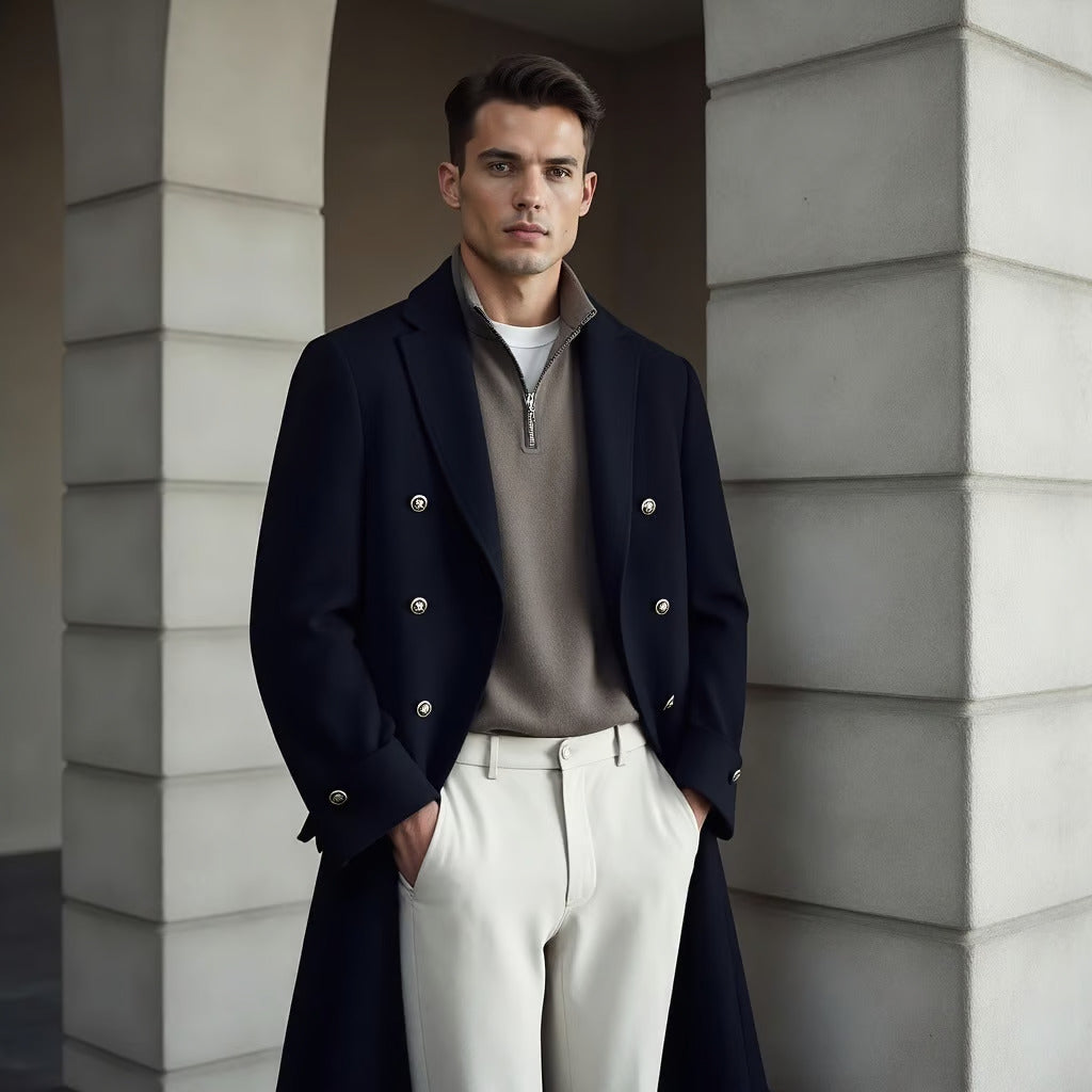 Herren Premium Wollmantel Elegant Klassisch